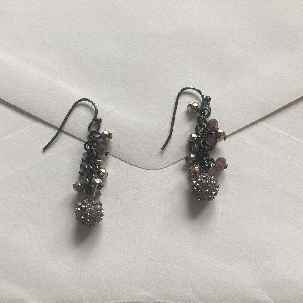Elegant Black, purple and Silver Dangle Earrings